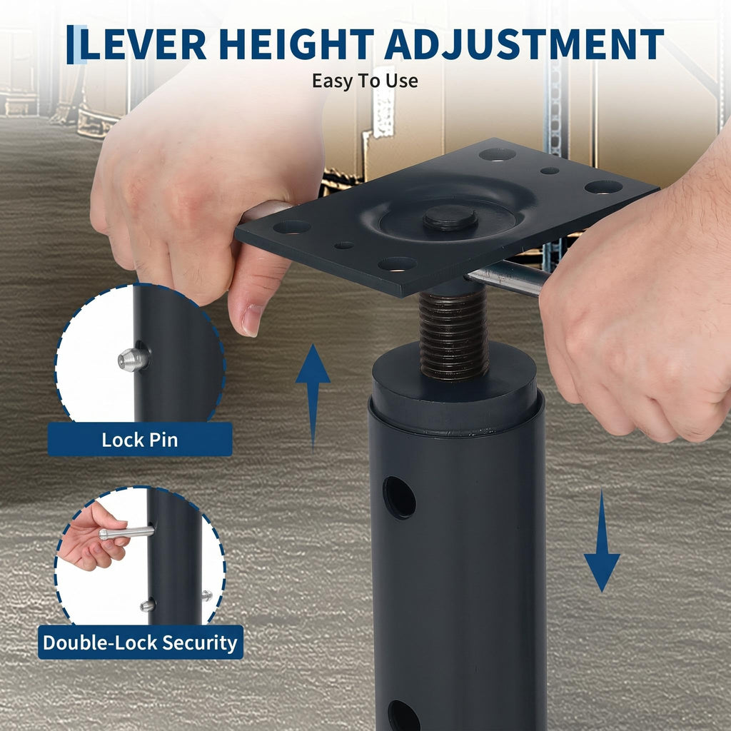 Garvee Heavy Duty Adjustable House Floor Jack Posts, 2 Pack - 53-93in Height, 18,000 lbs Capacity - Steel Support Jacks for Joist Beam Lifting in Basement Construction - Deep Black, 53-93in