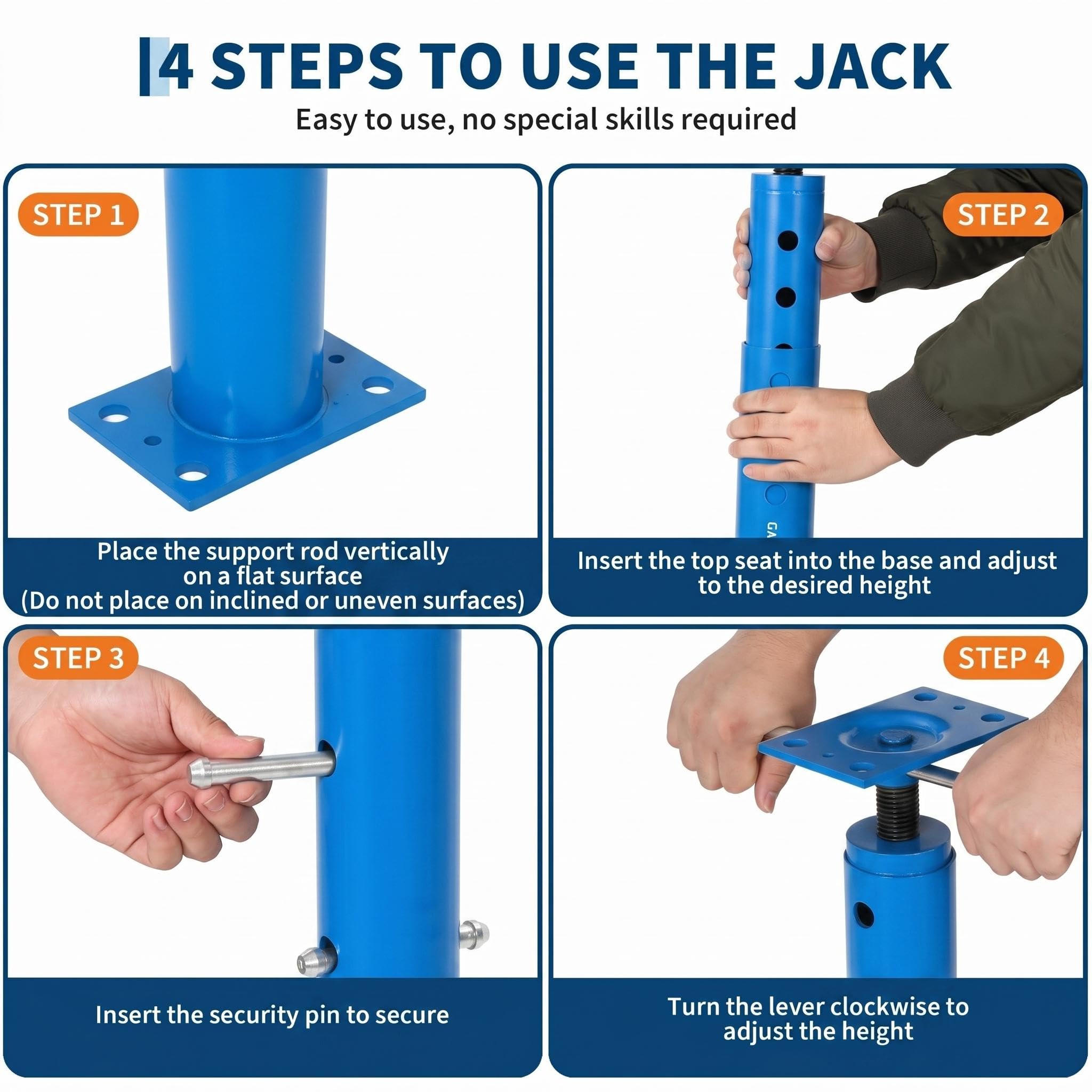 Garvee Heavy Duty Adjustable House Floor Jack Posts, 2 Pack – 18,000 lbs Capacity – 19-36in Telescopic Support – For Basement Leveling, Lifting & Permanent Construction – Joist Beam Jacks – Blue, 19-36in