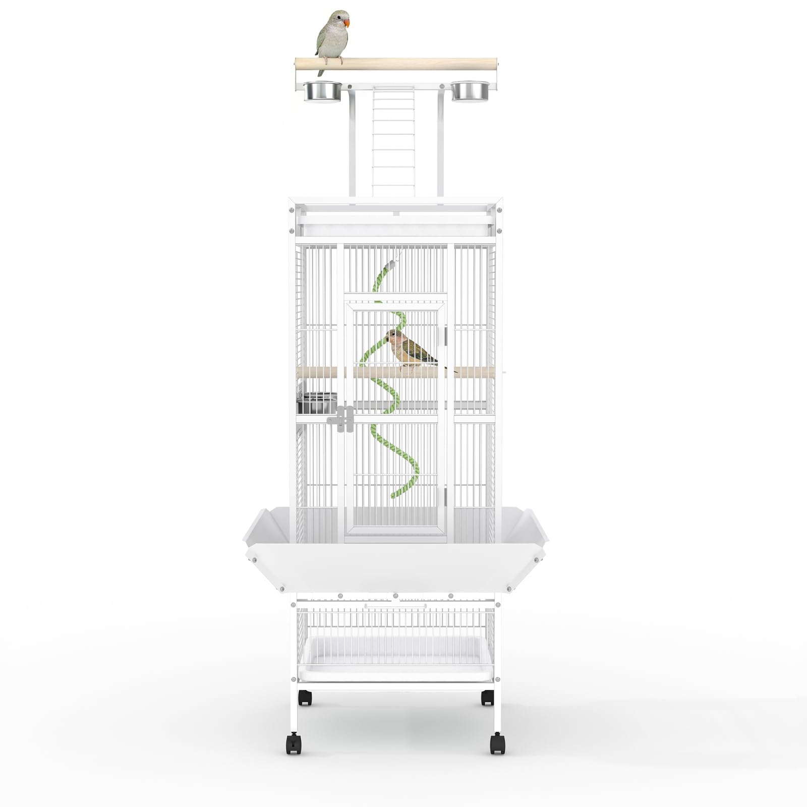 Garvee 60"h Bird Cage, Parakeet Cage with Playtop, Bird Rope Perche, Feed Bowls, White Parrot Cage for Parakeets, Conures, Cockatiel, Cockatoo