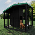 Garvee Large Outdoor Cedar Wood Dog House, Weatherproof Dog Kennel with Roof, Rear Door, Secure Lock & Built-in Storage Outdoor Safe Pet Shelter for Medium to Large Dogs, Black