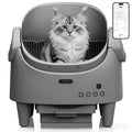 Garvee Automatic Cat Litter Box with App Control, Smart Self Cleaning Odor-Free Cat Toilet with Large Waste Bin and Disposable Bags, Open Top Design for Single or Multi Cat Households, Gray