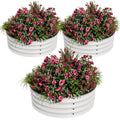Garvee 3-Pack Round Metal Raised Garden Bed, 2x1FT Galvanized Planter Boxes, Open Bottom, Rust-Resistant, Safe Edge, Easy Assembly for Vegetables, Flowers & Herbs – White