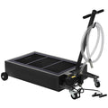 Garvee 20 Gallon Oil Drain Pan with 12V Electric Pump, Low-Profile Steel Construction, Foldable Handle, Wheels, and 8FT Hose for Garage Use, Black