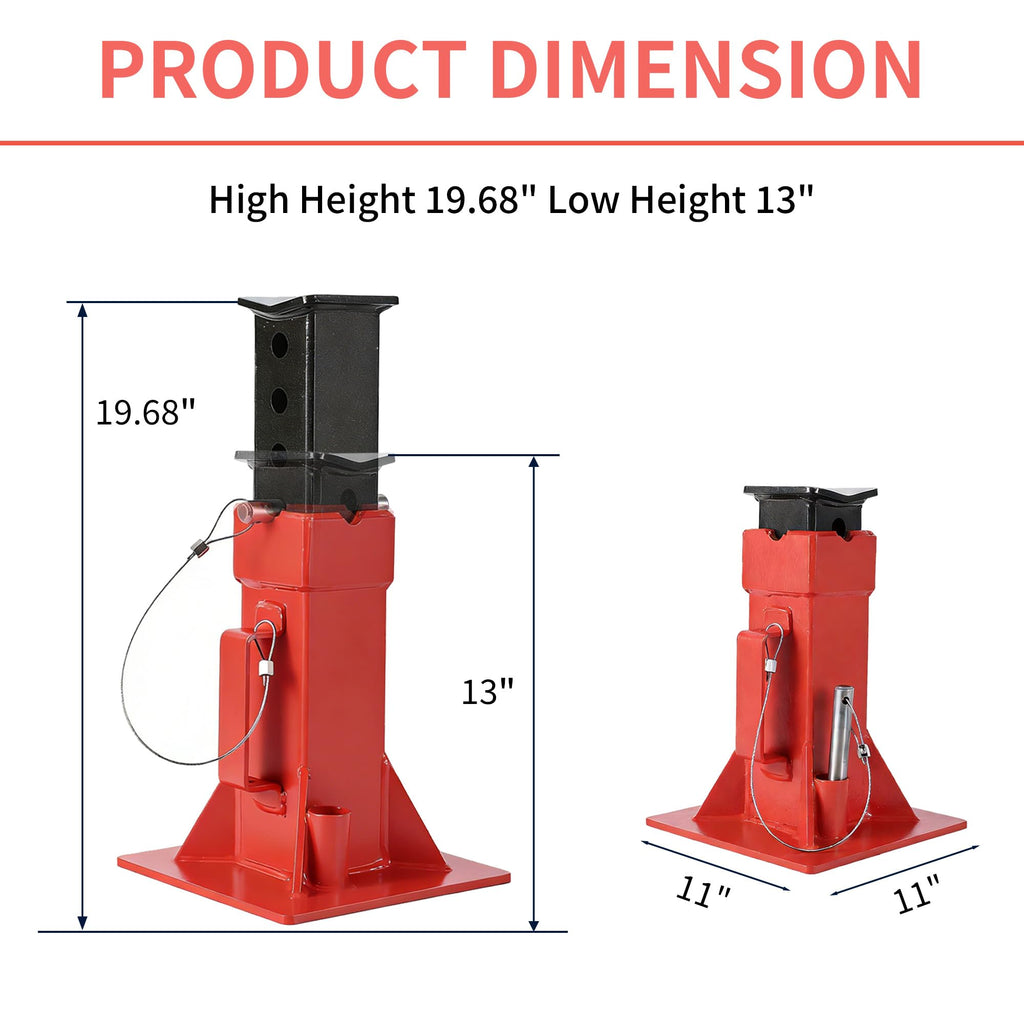 Garvee Heavy-Duty 22 Ton Jack Stands, 2 Pack Pin Type Supports with Quick-Lock for Trucks, RVs & Trailers, 13-19.68 Inch Adjustable Height, Professional Automotive Garage Equipment, Red
