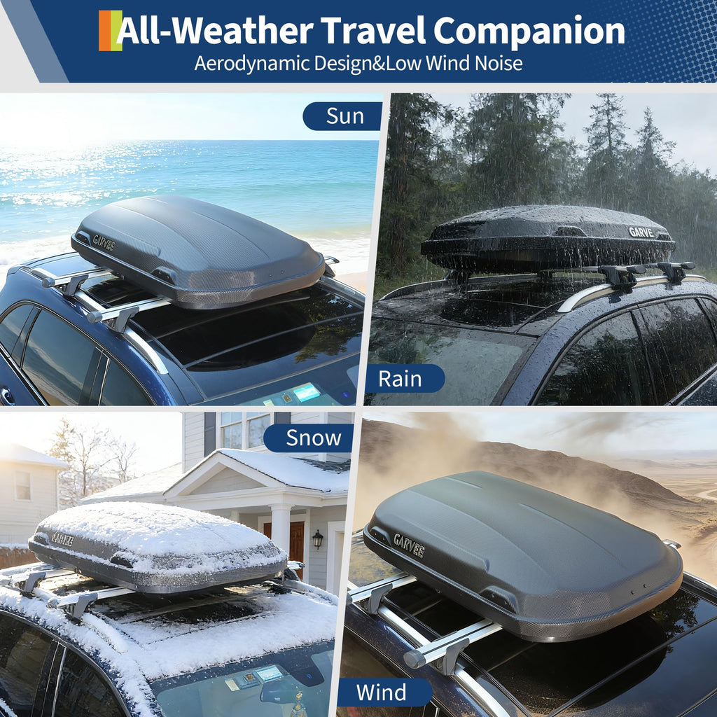 Garvee 11.5 Cu Ft Rooftop Cargo Box - Hard Shell Roof Carrier with Dual-Side Opening, 135 lbs Capacity, Lockable ABS Storage, Secure for SUV, Road Trips & Camping, Black