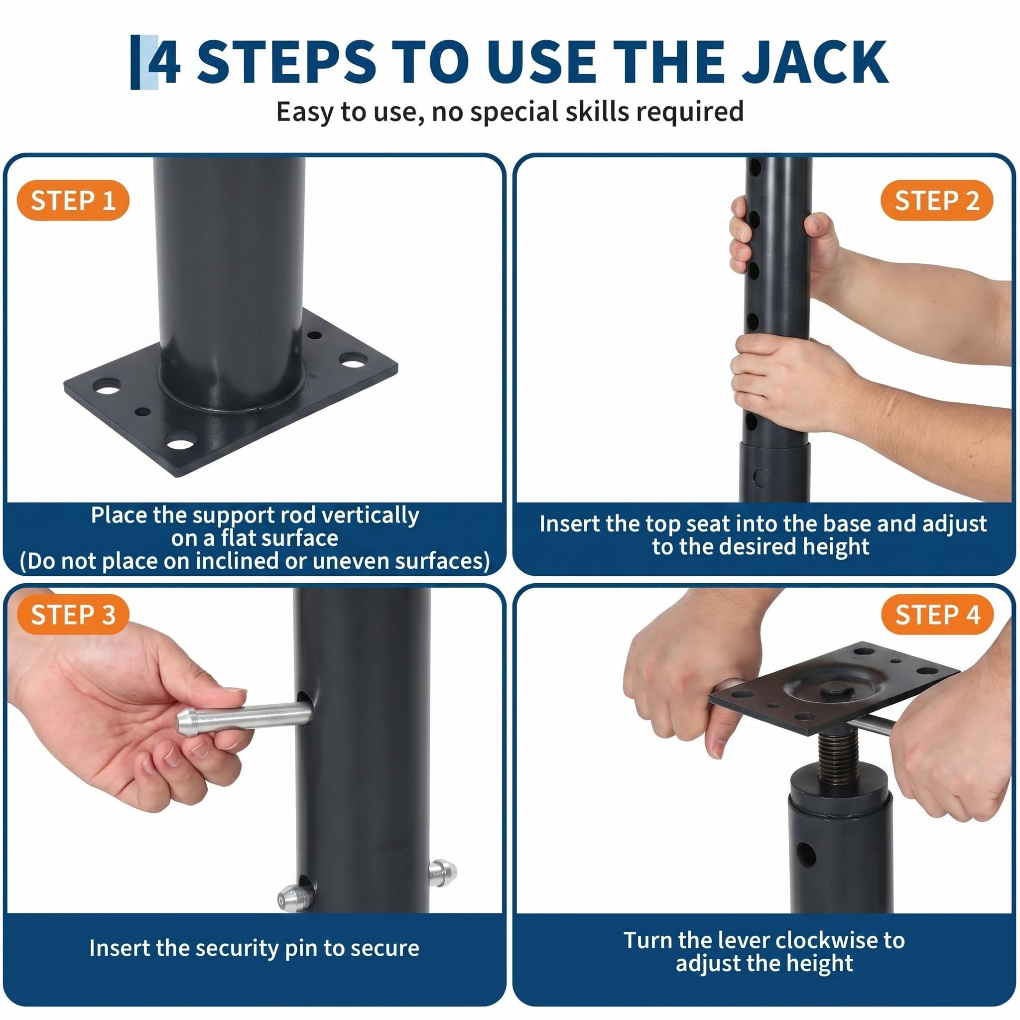 Garvee Heavy Duty Adjustable House Floor Jack Posts, 2 Pack - 53-93in Height, 18,000 lbs Capacity - Steel Support Jacks for Joist Beam Lifting in Basement Construction - Deep Black, 53-93in