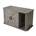 Garvee Modern Wooden Cat Litter Box Furniture – Double-Door Hidden Washroom Cabinet with Side Entry – Easy to Clean, Odor Resistant – Large Cat House End Table – Gray Color