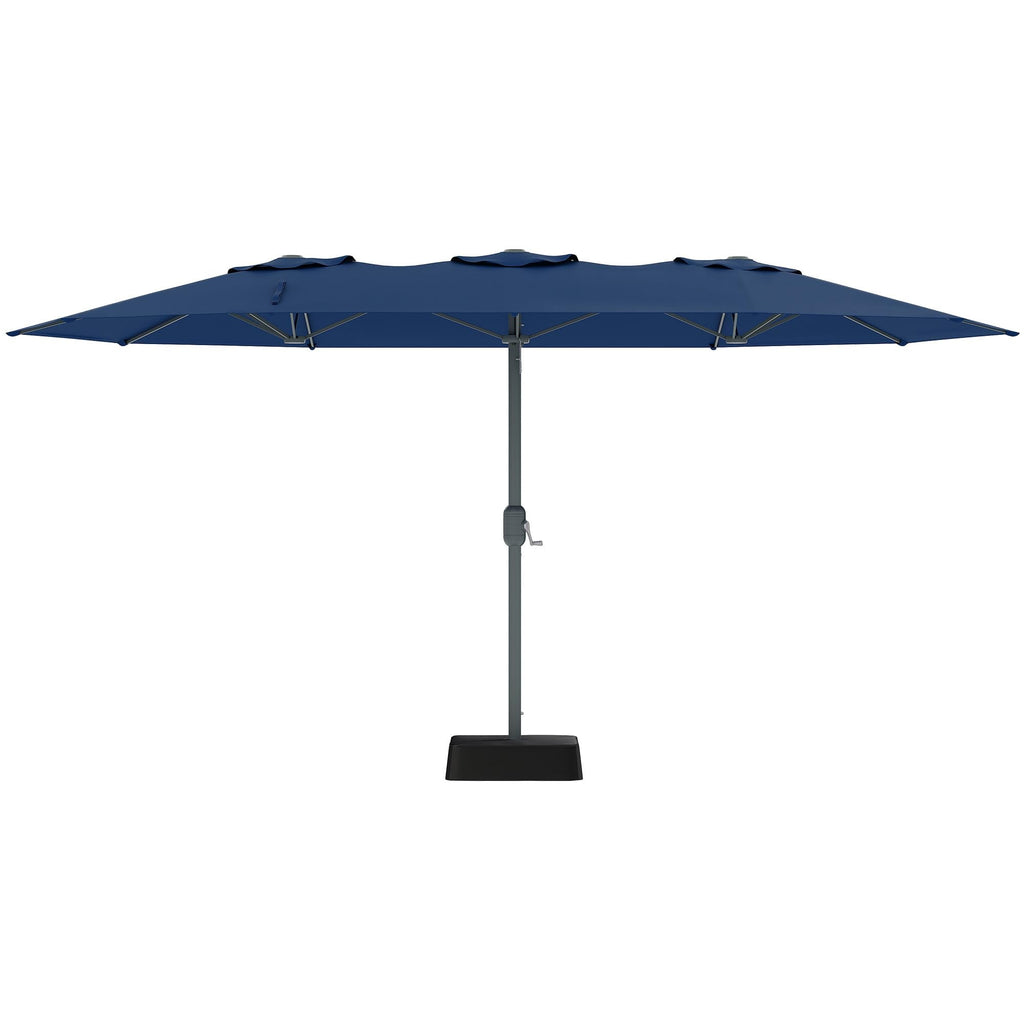 Garvee 9' × 15' Extra Wide Patio Umbrella, 12-Rib Iron Frame, Oxford Canopy, Blue