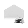 Garvee Carport Replacement Door Panel, 13 FT Wide 220 GSM Polyethylene Tarp with Zippered Door, 110° Roof Angle, UV-Resistant White End Panel for Metal Carports