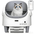 Garvee Automatic Cat Litter Box with App Control, Self-Cleaning Cat Litter Box with Open-Top Design, Odor-Free Cat Toilet with Large Waste Bin Disposable Bags for Single, Multi Cat Households, White