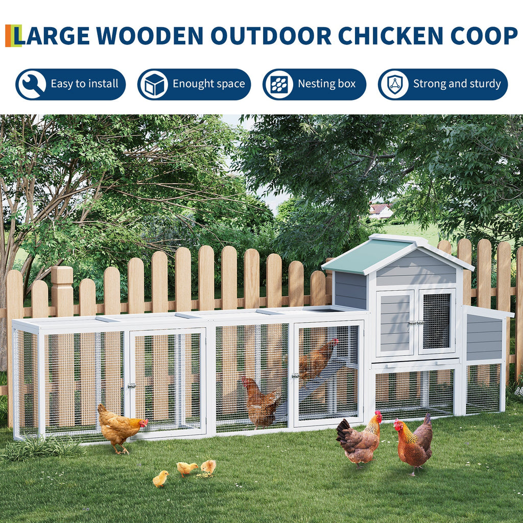 Garvee Spacious Outdoor Wooden Bird Cage – Large Chicken Coop with Run, Asphalt Roof, Nesting Box, Easy-Clean Sliding Tray – Perfect Aviary for 3-5 Chickens, Ducks, Rabbits – Sturdy 580 Chicken Cage, Green