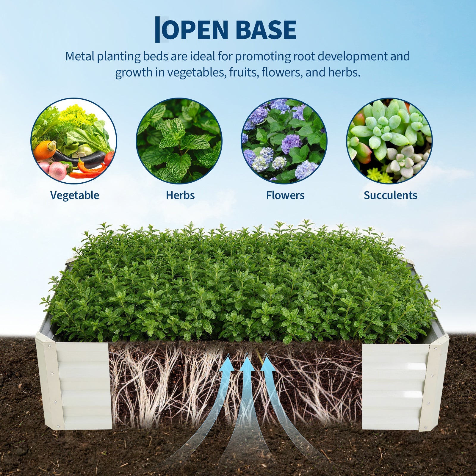 Garvee Raised Garden Bed Kit 4×2×1 ft, 0.6mm Galvanized Metal Planter with Self-Watering Drip Irrigation & Insect Mesh Cover for Vegetables