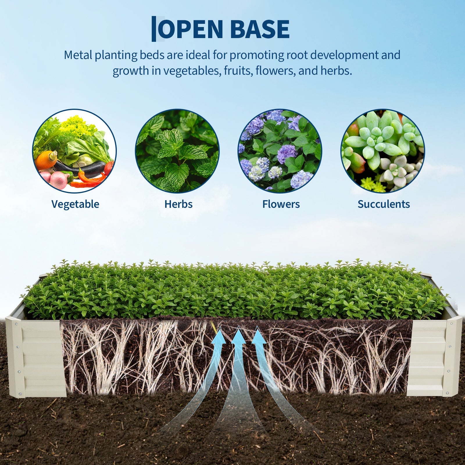 Garvee 3-in-1 Raised Garden Bed Kit with Greenhouse Cover & Self-Watering – Galvanized Metal Planter Box, Irrigation & Insect Mesh, Outdoor Vegetable & Flower Box – Durable, Beige, 180x90x30cm