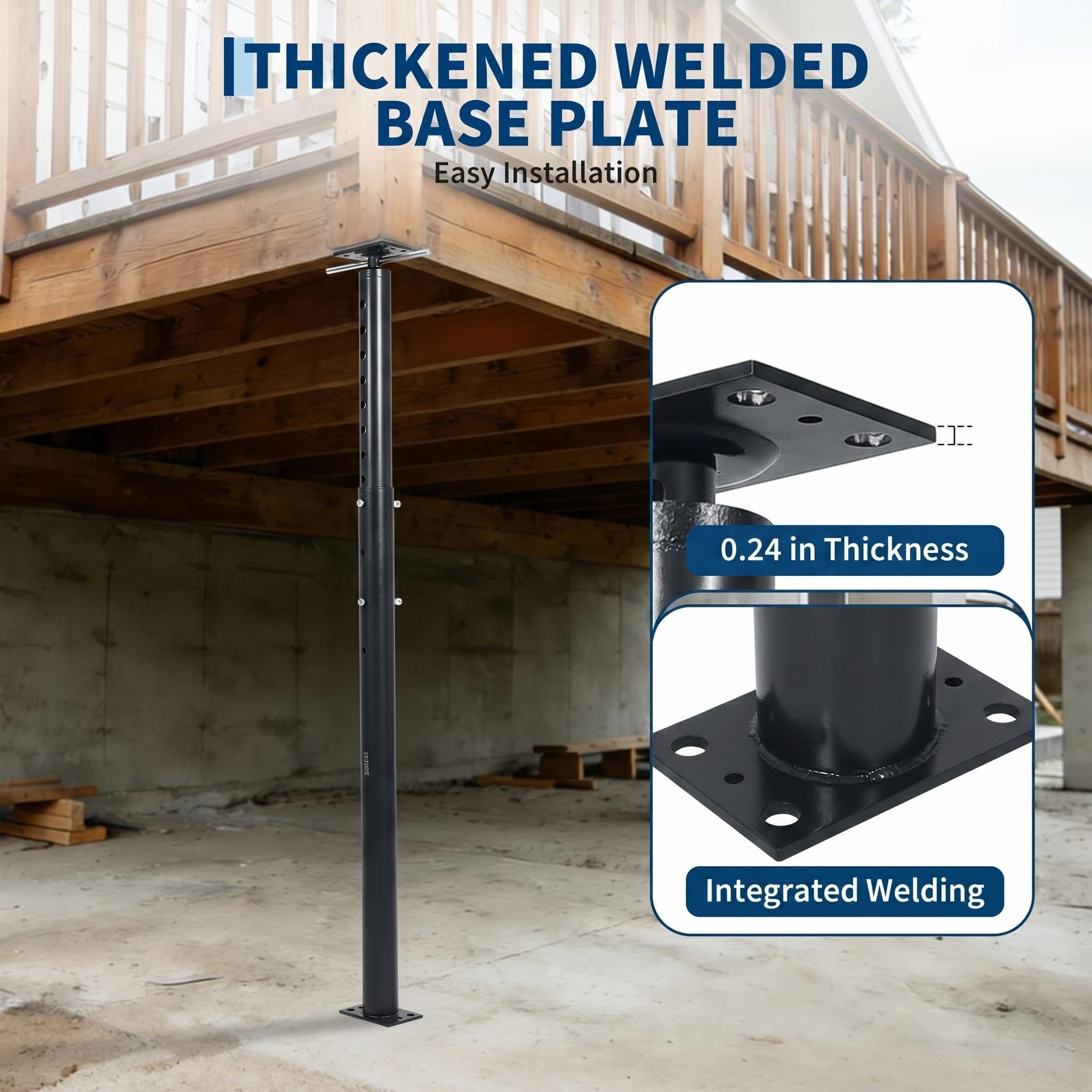 Garvee Heavy Duty Adjustable House Floor Jack Posts, 2 Pack - 53-93in Height, 18,000 lbs Capacity - Steel Support Jacks for Joist Beam Lifting in Basement Construction - Deep Black, 53-93in