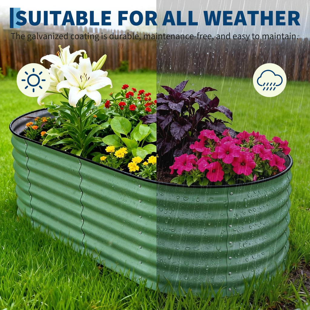 Garvee 2 Pack 6' X 3' X2' Rust-Resistant Galvanized Steel Raised Garden Beds – Durable Outdoor Planter Boxes, Ergonomic, Easy Assembly, for Vegetables, Flowers & Herbs – Green, Upgraded with Anti-Cutting Strips