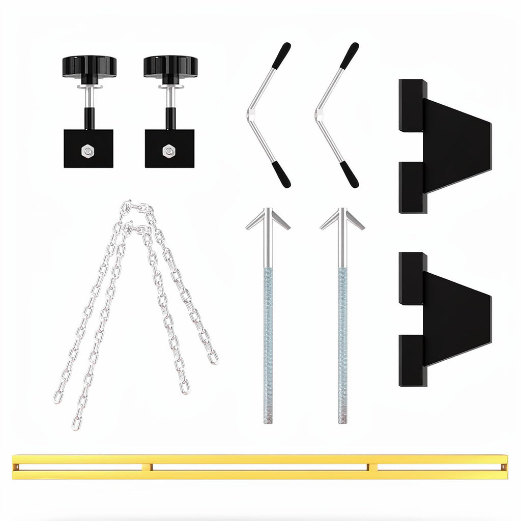 Garvee Engine Support Bar, 1100LBS Transverse Hoist - Dual Hooks & 2-Point Lift Holder for Garage & Auto Repair - Includes 1.5m Load Tone Controller, a Pair of Gloves, Yellow