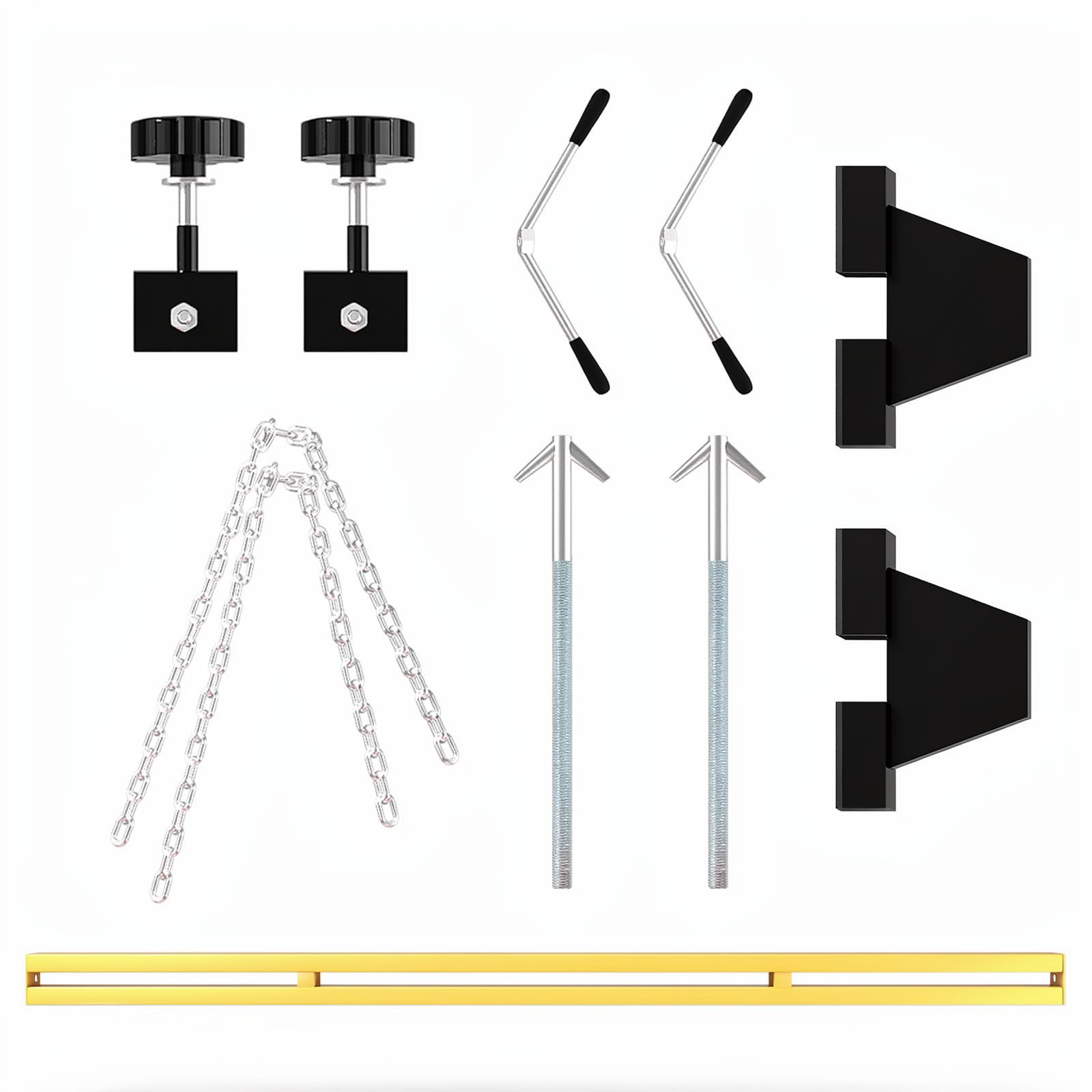 Garvee Engine Support Bar, 1100LBS Transverse Hoist - Dual Hooks & 2-Point Lift Holder for Garage & Auto Repair - Includes 1.5m Load Tone Controller, a Pair of Gloves, Yellow