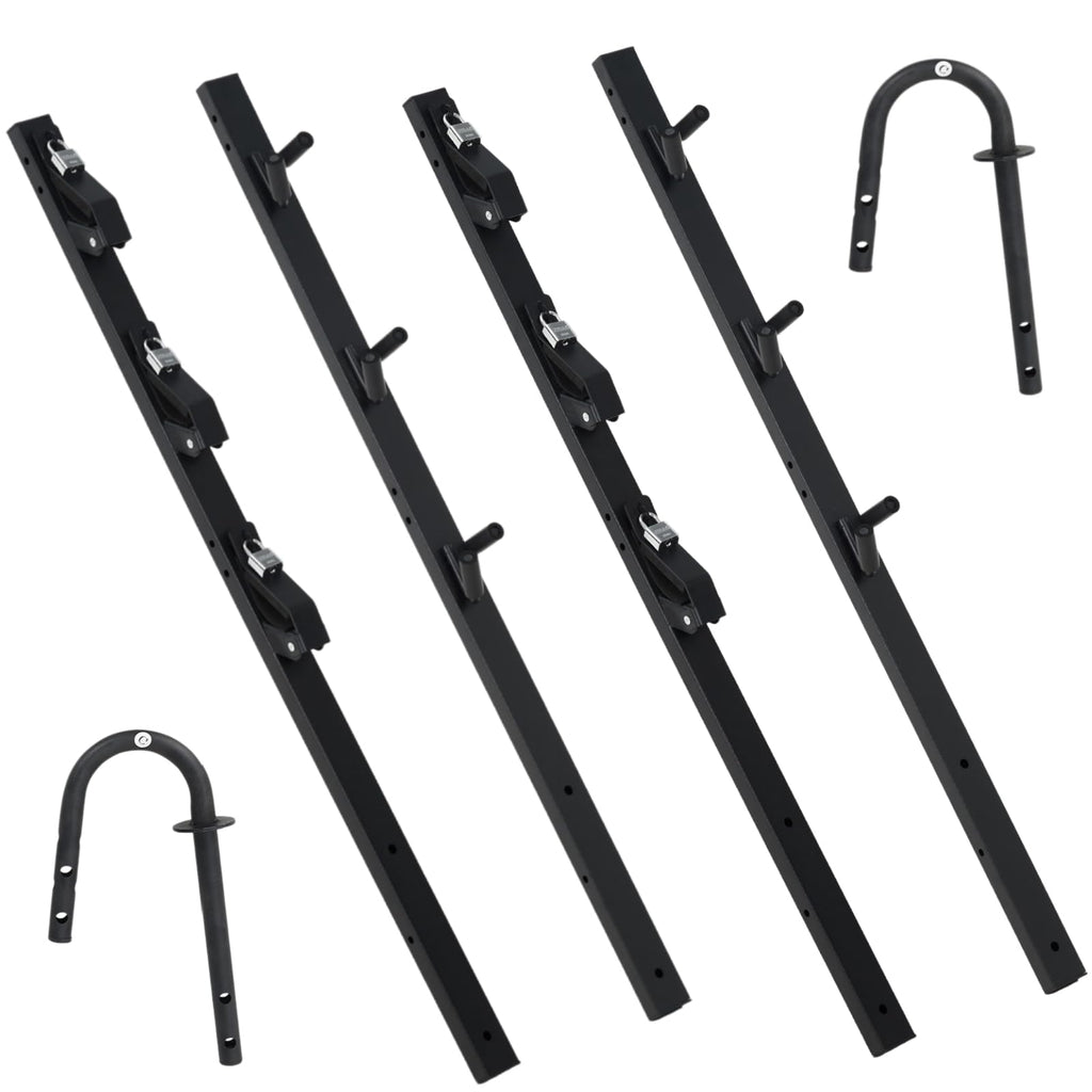 Garvee Heavy-Duty 3-Place Weed Eater Rack for Trailer - Global Steel Trimmer Holder with 3 Secure Locks, Fits Open & Enclosed Landscape Utility Trailers, Cargo Mount for Tools, 2-Pack