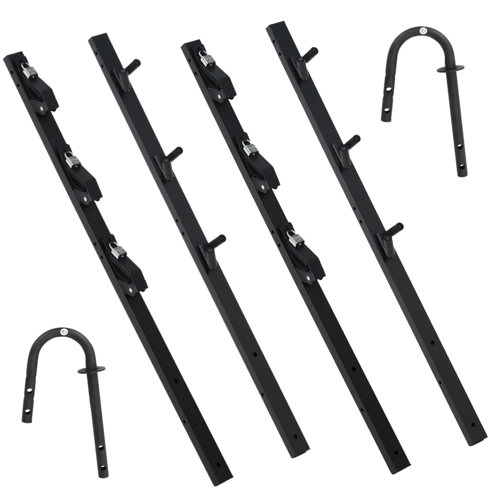 Garvee Heavy-Duty 3-Place Weed Eater Rack for Trailer - Global Steel Trimmer Holder with 3 Secure Locks, Fits Open & Enclosed Landscape Utility Trailers, Cargo Mount for Tools, 2-Pack
