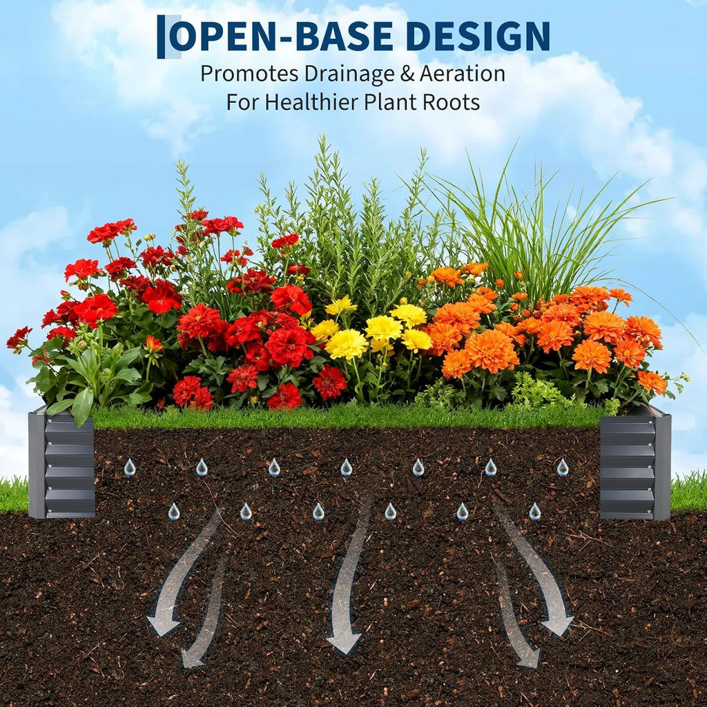 Garvee All-Weather Protection Raised Garden Bed - Galvanized Metal Planter Box with Clear Canopy, Large Screen Windows, Mini Greenhouse for Outdoor Vegetables and Flowers, Silver, 175x84x28cm, Color: Silver, Specs: With a canopy, Size: 175*84*28cm