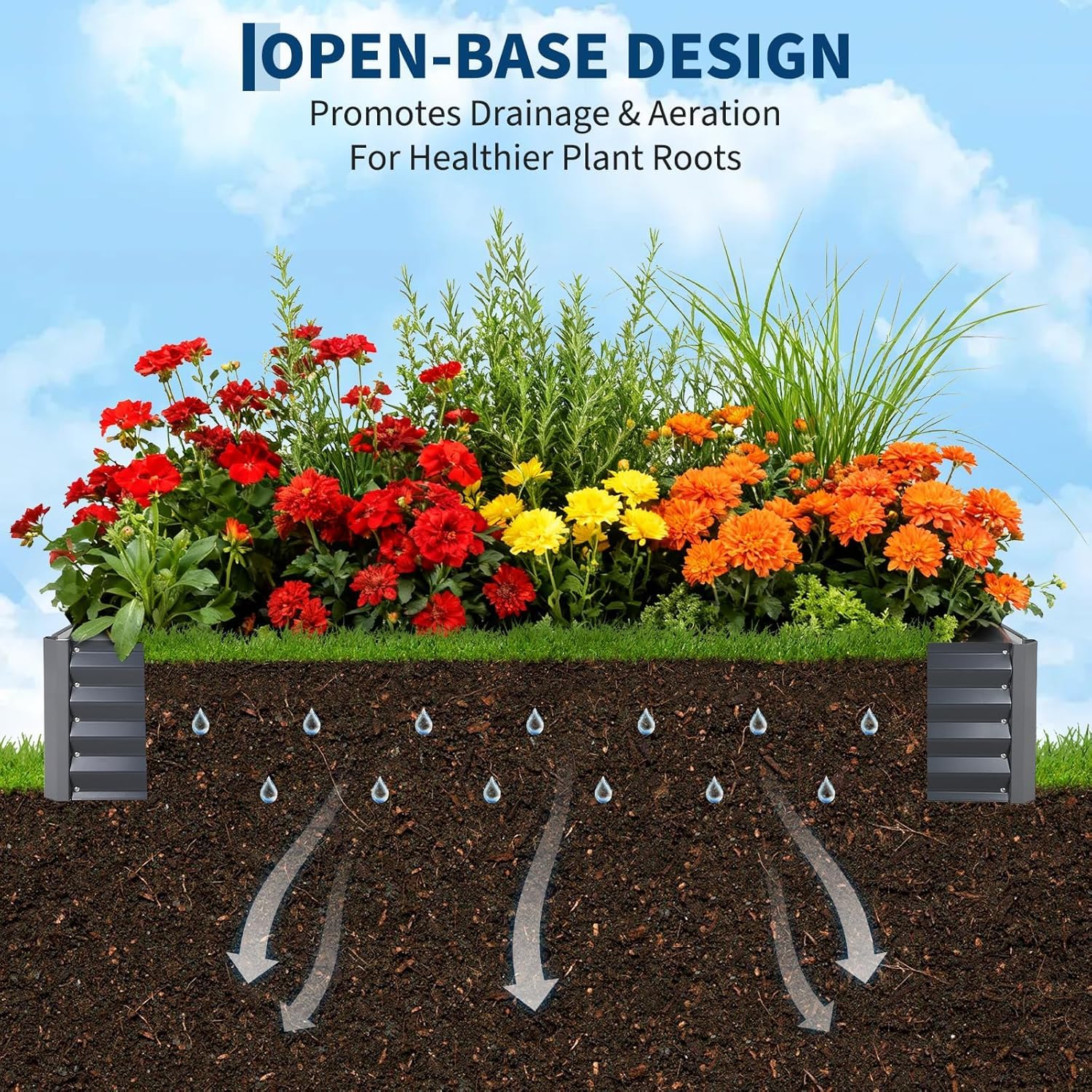 Garvee All-Weather Protection Raised Garden Bed - Galvanized Metal Planter Box with Clear Canopy, Large Screen Windows, Mini Greenhouse for Outdoor Vegetables and Flowers, Silver, 175x84x28cm, Color: Silver, Specs: With a canopy, Size: 175*84*28cm