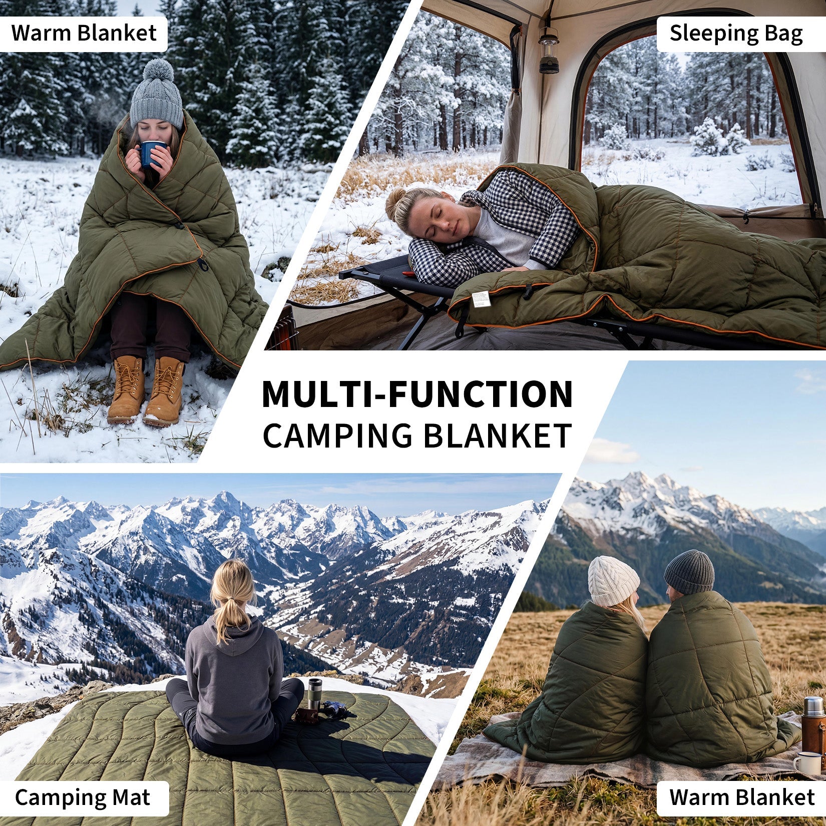 Garvee Multi-Function Camping Blanket - Ultralight Convertible Sleeping Bag & Warm Blanket 79x55 Inch Waterproof for Outdoor Camping, Hiking & Travel