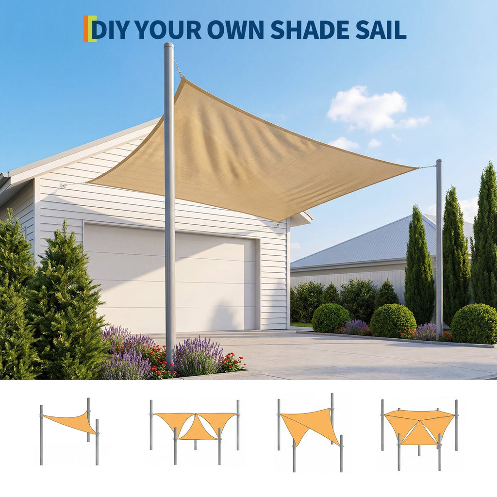 Garvee 2 Pack 10FT Shade Sail Poles with Twist-In Ground Anchors & D-Clamps, Heavy-Duty Outdoor Sun Shade Support Posts for Patio, Backyard, Gray