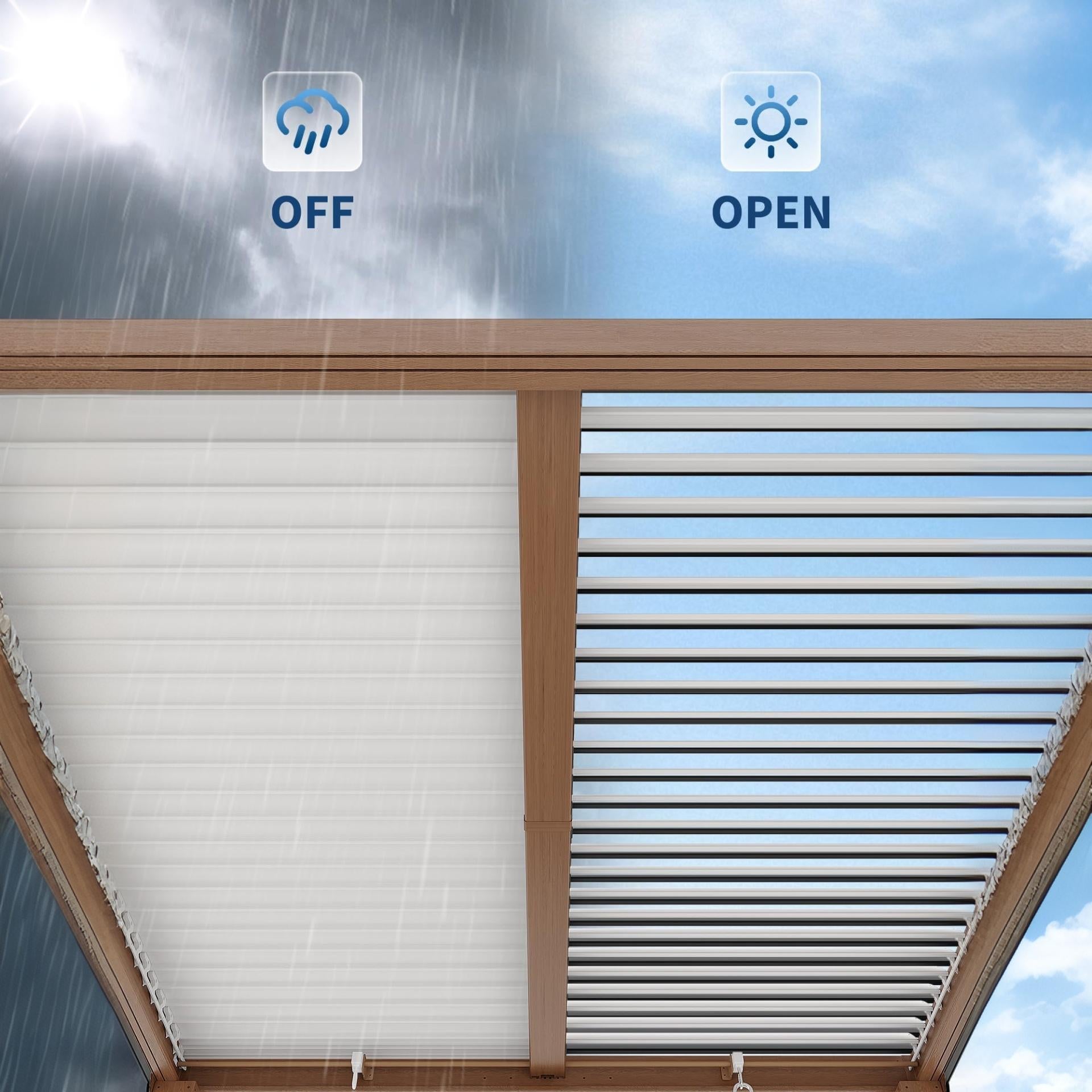 Garvee 10 x 10 FT Louvered Pergola, 0°–90° Adjustable Aluminum Roof Gazebo with Integrated Drainage, Reinforced Frame for Patio, Deck & Backyard, Wood Grain