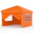 Garvee 10x10 FT Pop Up Canopy Tent, 210D Waterproof Oxford Gazebo with 4 Detachable Window Sidewalls, UPF 50+ Steel Frame Shelter for Camping, Parties & Backyard, Orange