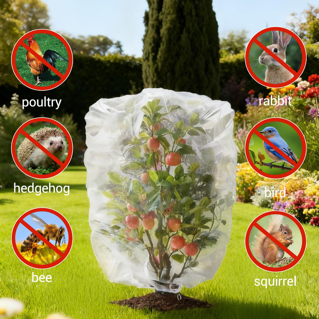 Garvee Fruit Tree Netting for Blueberry Bushes & Plants, 2-Pack 60-Mesh Covers in 8 x 8 FT and 10 x 10 FT with Zippers and Drawstrings, White