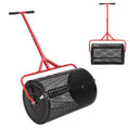 Garvee Efficient Compost and Peat Moss Spreader – 24 Inch Lawn & Garden Seeder Roller with Adjustable T-Shaped Handle, Side Latches, Powder-Coated Metal – Spreads Grass Seed, Topsoil, Fertilizer, Manure – Handle in Red