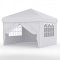 Garvee 10' × 10' Pop Up Canopy Tent with 4 Removable Sidewalls, UPF 50+ Outdoor Shelter with 3 Height Settings, Steel Frame, Carry Bag, Stakes, Ropes and Sandbags, White