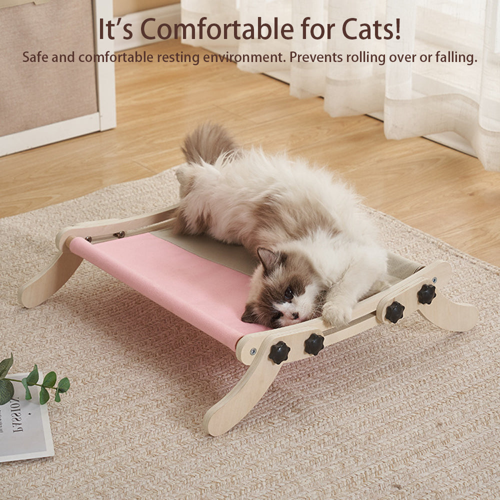 Garvee Cat Window Perch, Cat Radiator Bed Hammock, Holds Up to 18kg Wooden Seat Cats Bed, No-Screw Adjustable and Suction Cups, for Windowsill, Bedside, Radiator, Easy Assembly