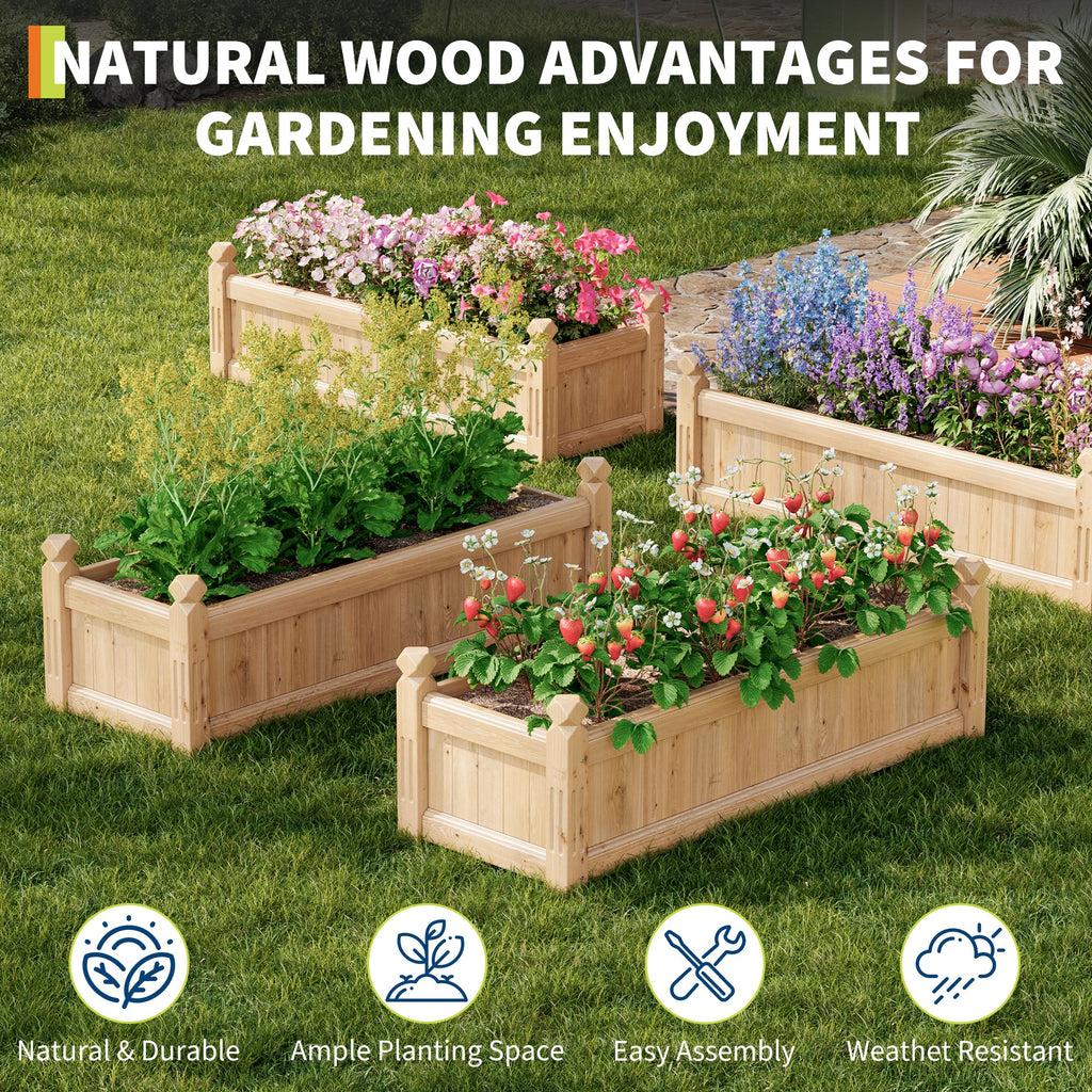Garvee 43" x 15" x 13" Sturdy Fir Wood Raised Garden Bed – Large Rectangular Outdoor Planter Box for Vegetables, Herbs, Flowers – Easy Tool-Included Assembly, Ideal for Patio, Balcony, Backyard, Yellow