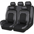 Garvee Global 9-Piece PU Leather Car Seat Cover Set – Full Coverage, Waterproof, Breathable, Non-Slip, Safety Cushion Compatible, Easy Installation – Fits Auto, Ford, Audi, Toyota, French Car, Mini, Includes Headrest Covers – Gray
