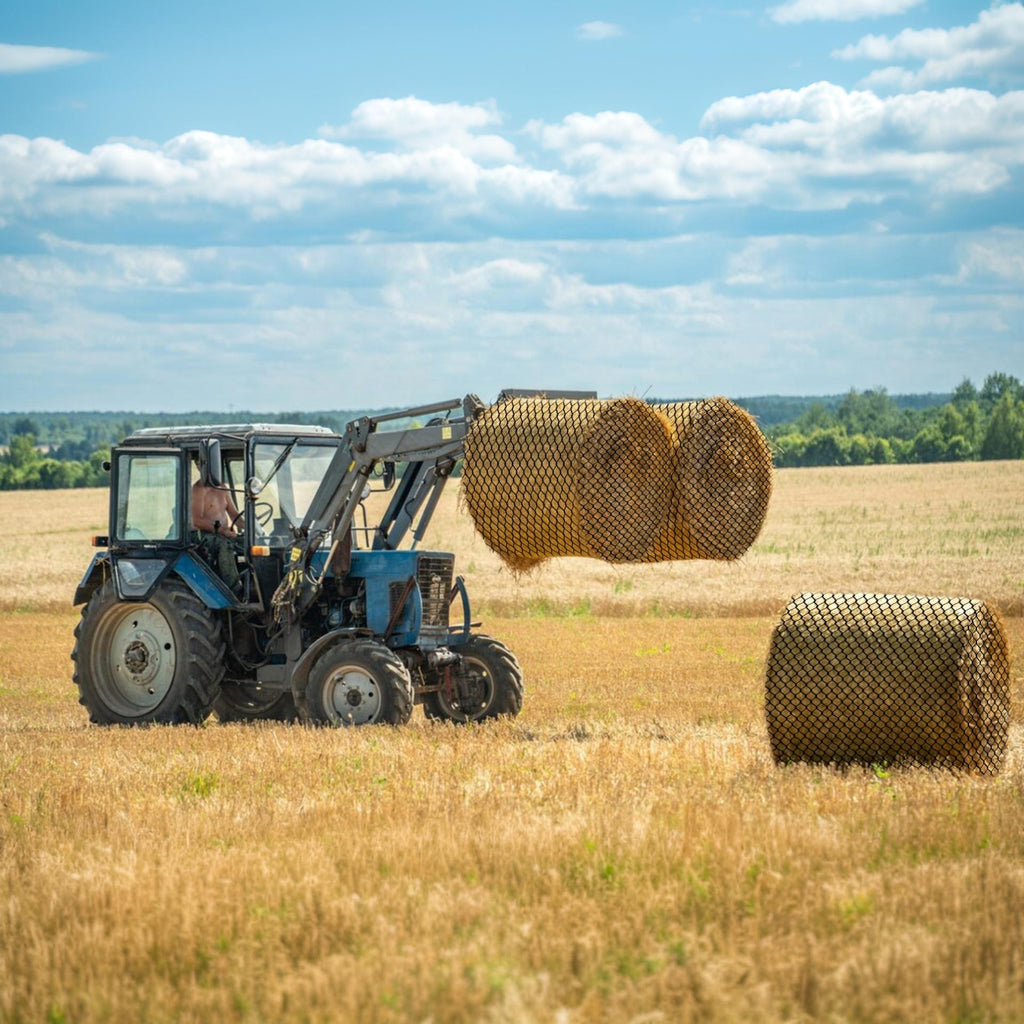 Garvee 6x6FT Heavy Duty Knotless Nylon Round Bale Hay Net – Slow Feeder for Horses & Livestock with 2" Mesh Openings (Black)