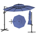 Garvee 10FT Offset Cantilever Patio Umbrella – 360° Rotation, Easy Tilt, UV Protection, Fade-Resistant Polyester – Large Outdoor Sun Shade Parasol for Pool, Deck, Garden, Backyard, Navy Blue