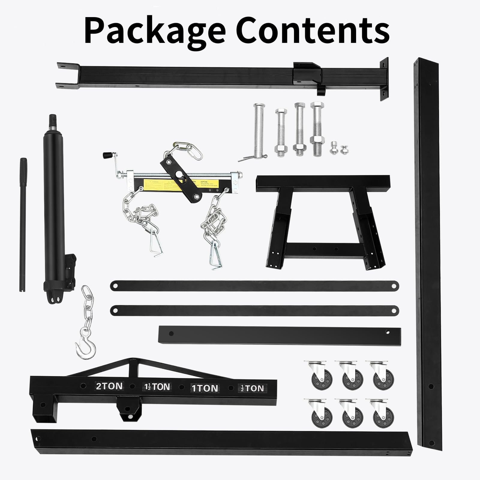 Garvee 2 Ton Folding Hydraulic Engine Hoist with 6 Wheels, Telescopic Boom, Steel Frame, Foldable Design, 4400 Lbs Capacity for Garage Workshop, Black