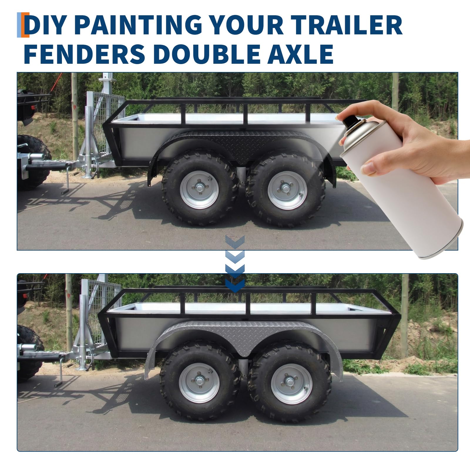 Garvee Double Axle Trailer Fenders for 13-15" Wheels, Heavy Duty Plate Steel, Electrophoretic Coating, Weldable, Fits Enclosed & Teardrop Trailers