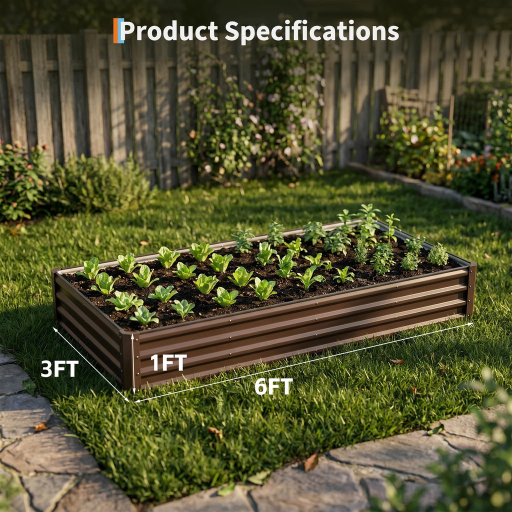 Garvee 2 Pack Tall 6 x 3 Ft Galvanized Steel Raised Garden Bed, Outdoor Above Ground Planter Box for Vegetables and Flowers, Metal Raised Bed for Gardening