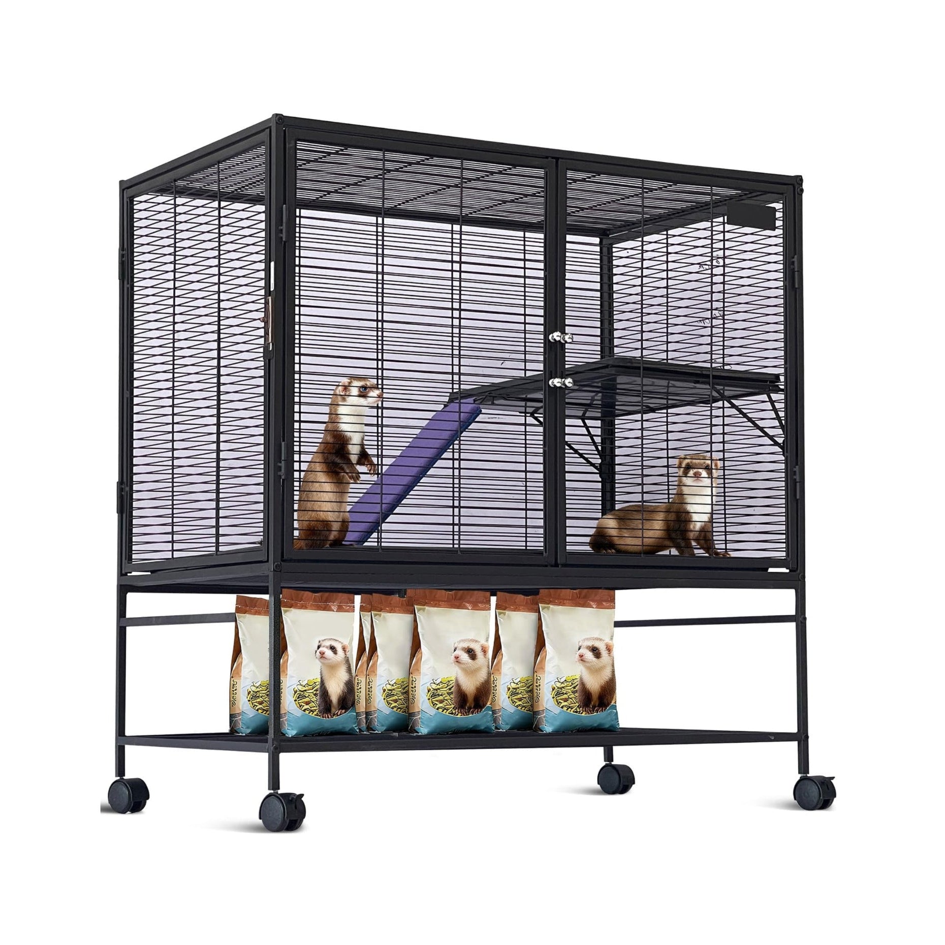 Garvee Metal Small Animal Cage, 39"H Multi-Level Ferret Cage for Small Animals - Large Hamster Cage with Removable Ramp, Removable Tray for Chinchilla, Rabbit, Guinea Pigs, Hedgehog, Gerbil