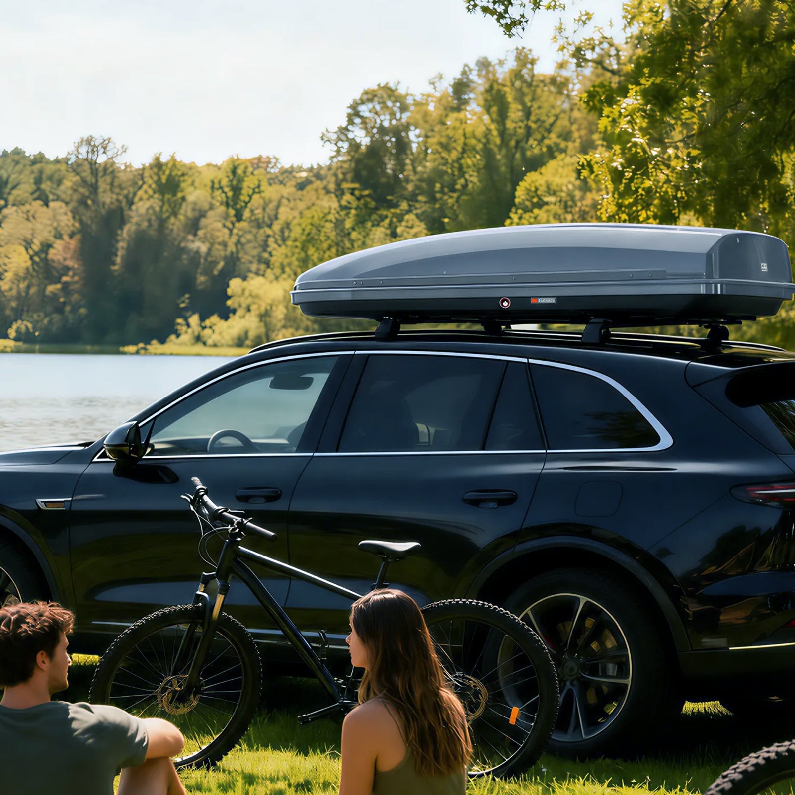 Garvee Spacious Hard Shell Rooftop Cargo Box for Cars & SUVs – 19.4 Cu Ft, Waterproof, Dual-Side Opening, global Fit, Secure Straps & Keys, 165 lbs Capacity – Gray – Color: Gray, Specs: 19.4 cu ft hard shell rooftop cargo box, double-sided opening, global