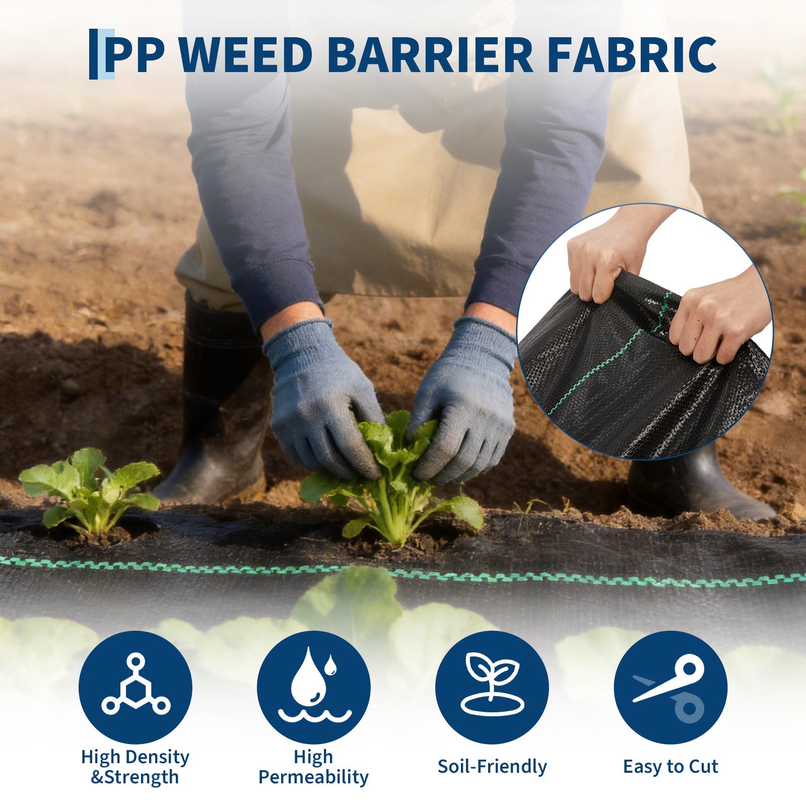 Garvee 3 ft x 300 ft Weed Barrier Fabric, 2.4 oz Heavy Duty Landscape Fabric, Permeable & UV-Stabilized Ground Cover for Garden, Driveway & Gravel Weed Control