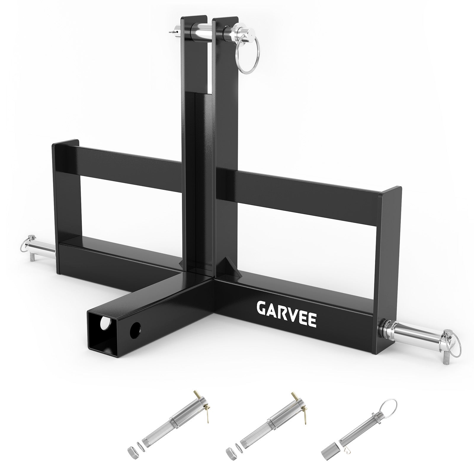 Garvee Heavy Duty 3 Point Hitch Receiver for Tractor – 2" Category 1 Quick Attach Drawbar Adapter – Includes Suitcase Weight Brackets – Ideal for Farm Equipment – Black