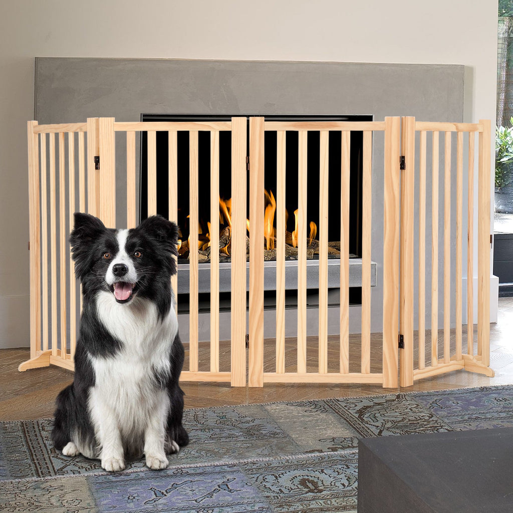 Garvee Wooden Freestanding Dog Gate, Collapsible Pet Gate with Support Feet, Indoor Dog Fence for The House,Doorways, Stairs，Expandable Pet Fence -4 Panel, 36” H