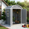 Garvee 6×4.5FT Resin Outdoor Storage Shed, Waterproof Garden Tool Shed with Floor, Window, Vents, Lockable Door & Ramp, UV-Resistant Patio Storage House for Backyard, Garden, Light Grey