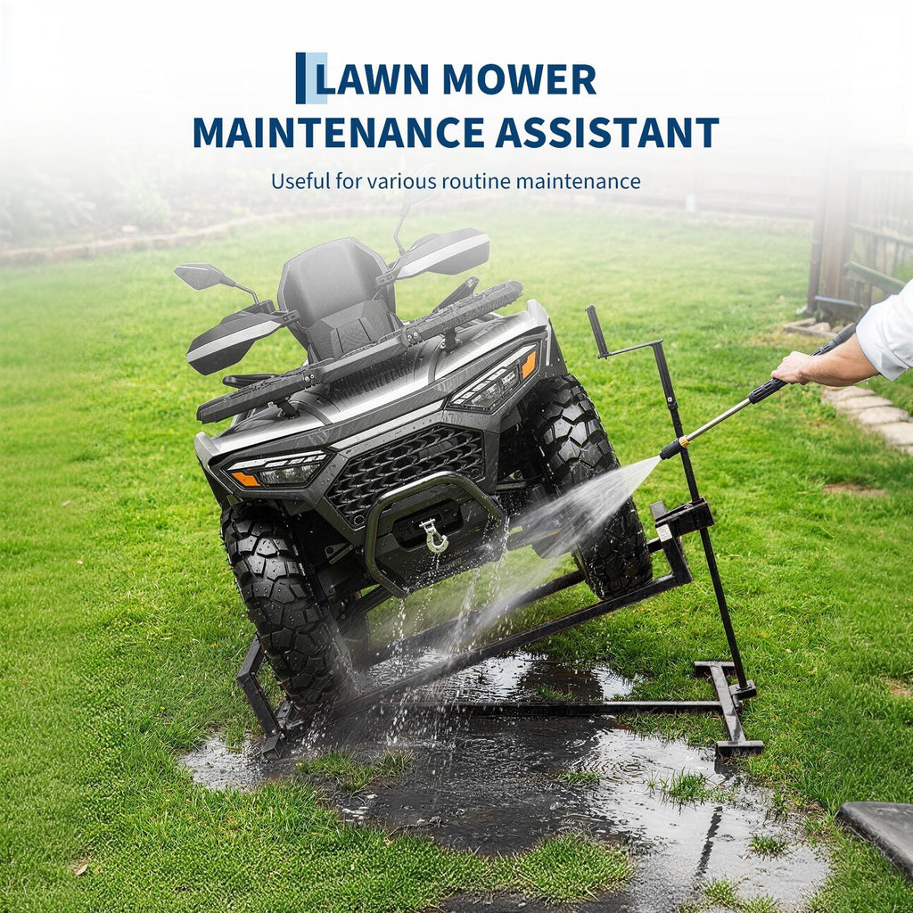 Garvee 1200 lbs Heavy-Duty Lawn Mower Lift Jack – Collapsible, Crank & Tool Handle – Anti-Slip Base – All-purpose for Zero Turn Mowers – Black