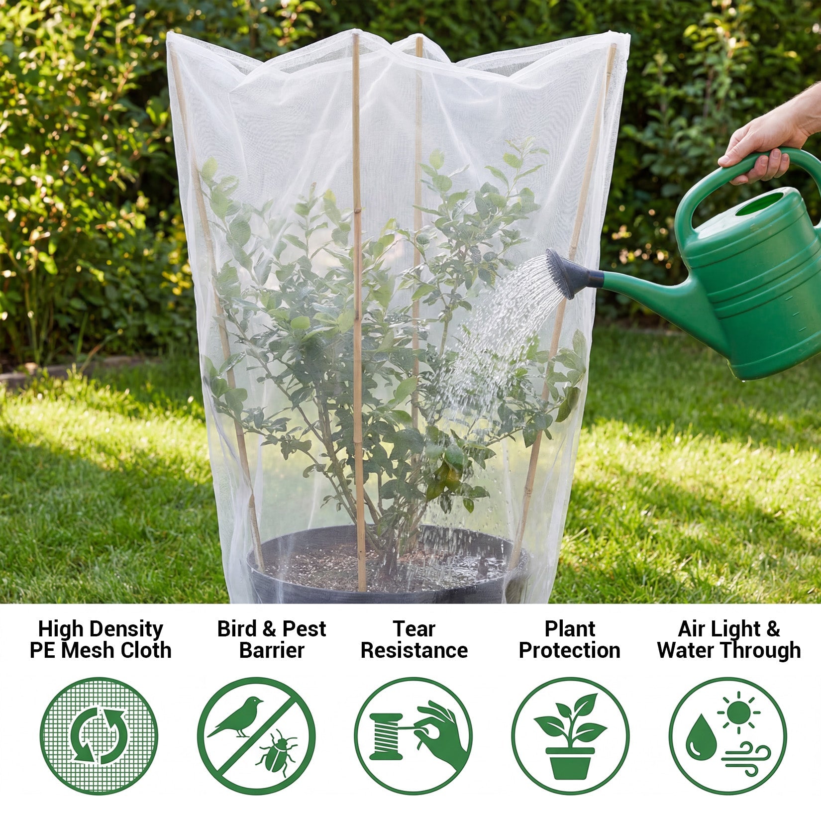 Garvee 12-Pack Plant Covers with Drawstring, 2.3' × 3.5' Breathable Garden Mesh Bags for Bird, Insect & Light Frost Protection, Reusable Netting for Vegetables, Flowers and Shrubs
