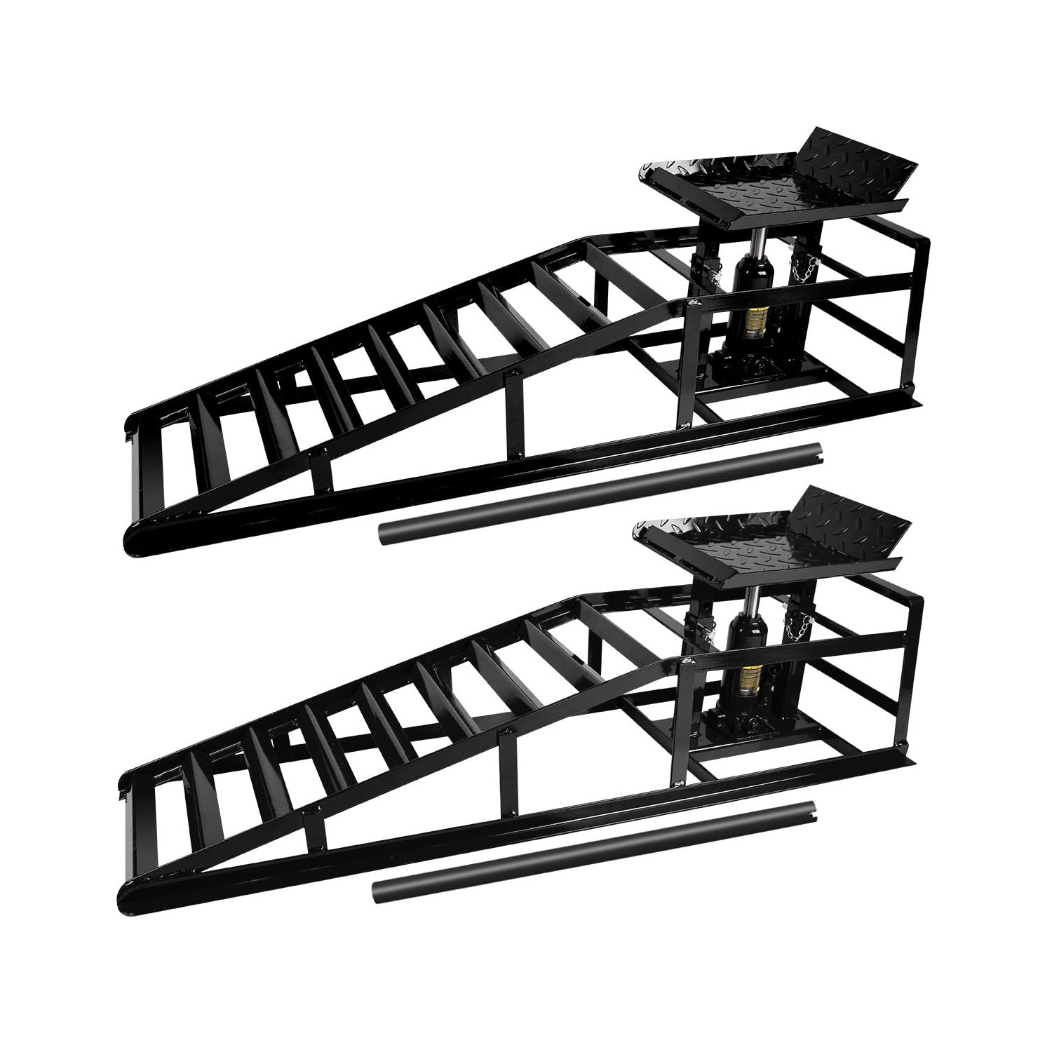 Garvee Hydraulic Car Ramps - 5T 11000lbs Capacity, Adjustable Height (9.3"-14"), Steel with Anti-Slip Plate, Ring Chain Bolt for Cars, SUVs, and Ligh, Black