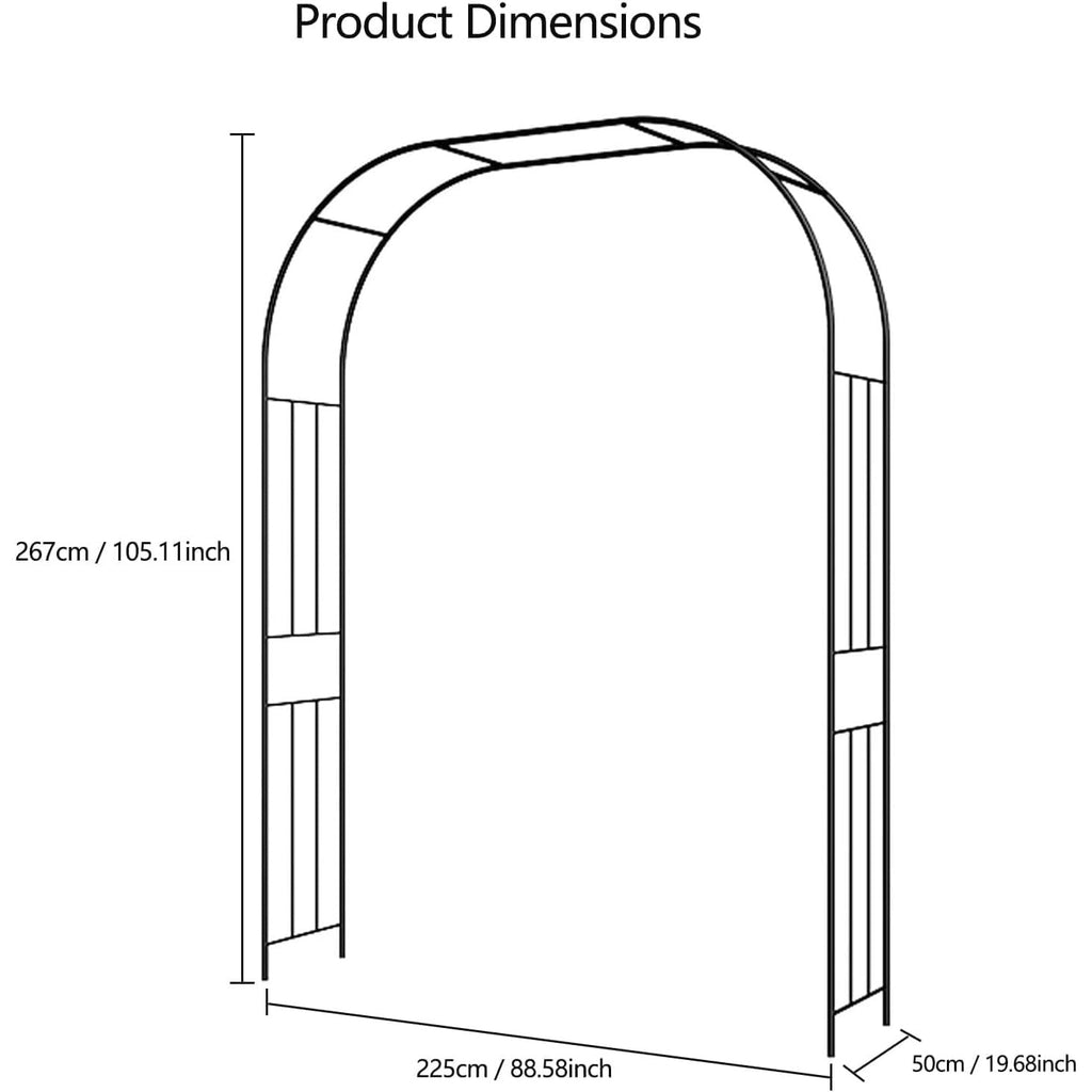 Garvee Metal Garden Arch Arbor Trellis – Heavy Duty Steel Garden Arbor for Climbing Plants, Wedding Ceremony, Party & Outdoor Decoration – Weather-Resistant Black Garden Archway for Lawn, Patio, and Pathway
